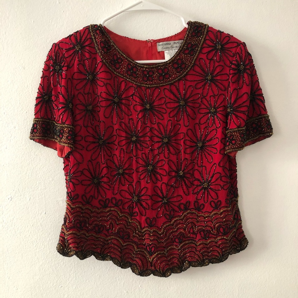 Vintage | Beaded Floral Sequin Sparkly Top